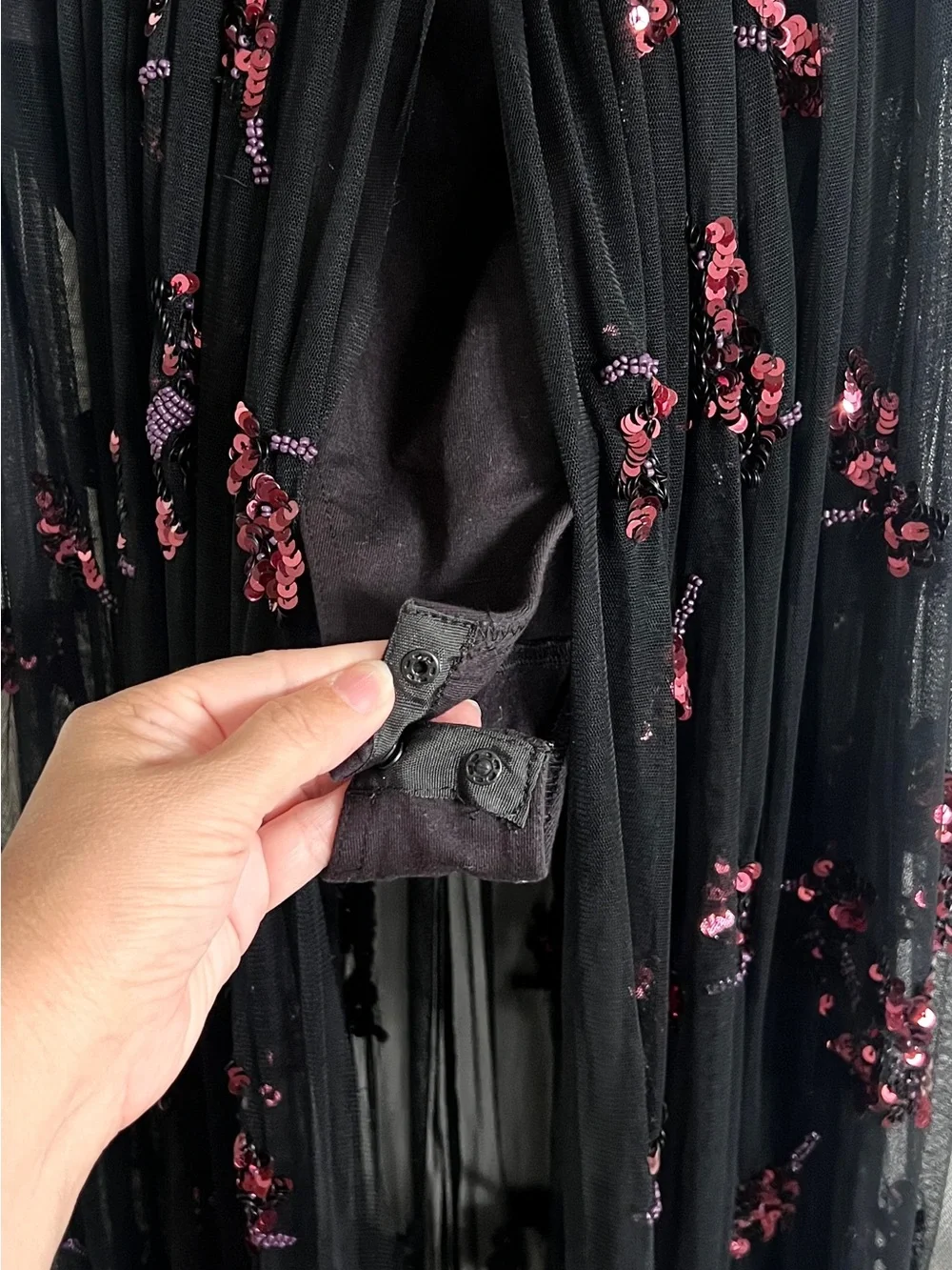 Free People Just A Dream Maxi Bodysuit Black Sequin Sheer Mesh Dress Size Small - Picture 13 of 16